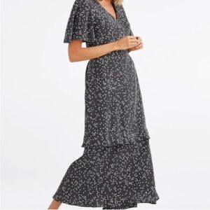 VETTA The Tiered Wrap Dress in Vintage Black and White